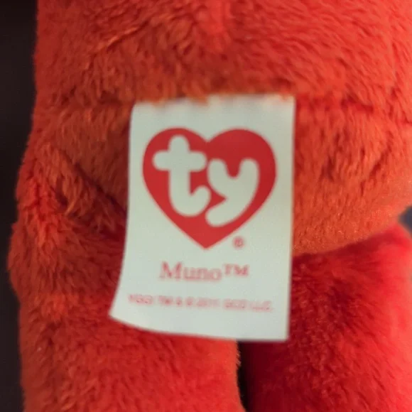 2011 Ty Beanie Babies Yo Gabba Gabba Muno Plush Red Cyclops  Hang And Tush Tags - Picture 7 of 10